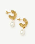 Pearl Baya Charm Hoop Earrings | 18ct Gold Plated/Pearl