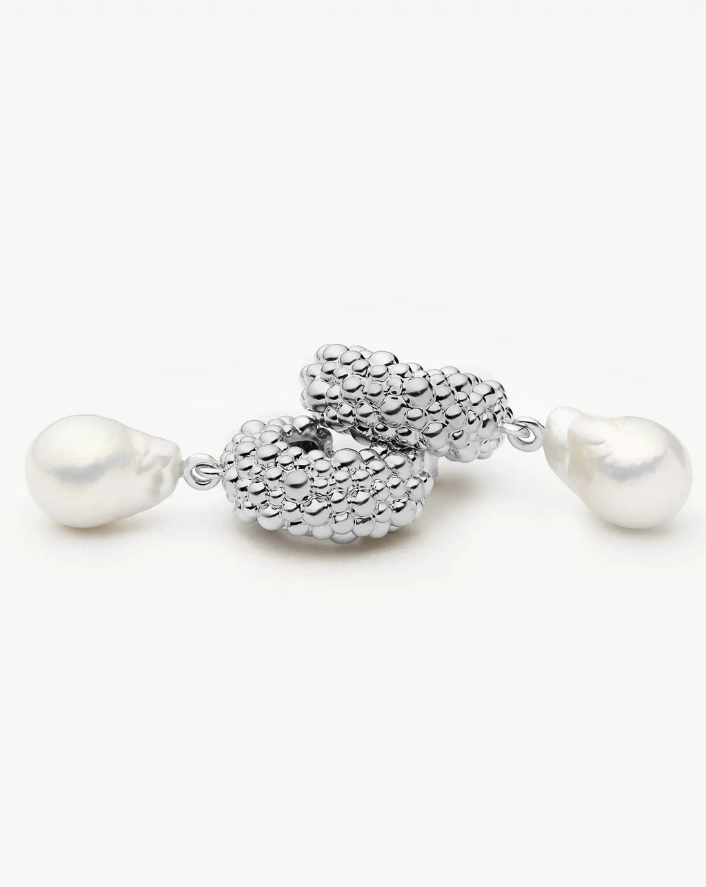 Pearl Baya Charm Hoop Earrings | Silver Plated/Pearl