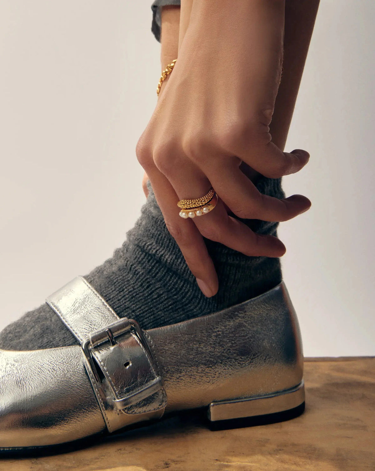 The Pearl-fect Stacking Ring Set | 18ct Gold Plated/Pearl