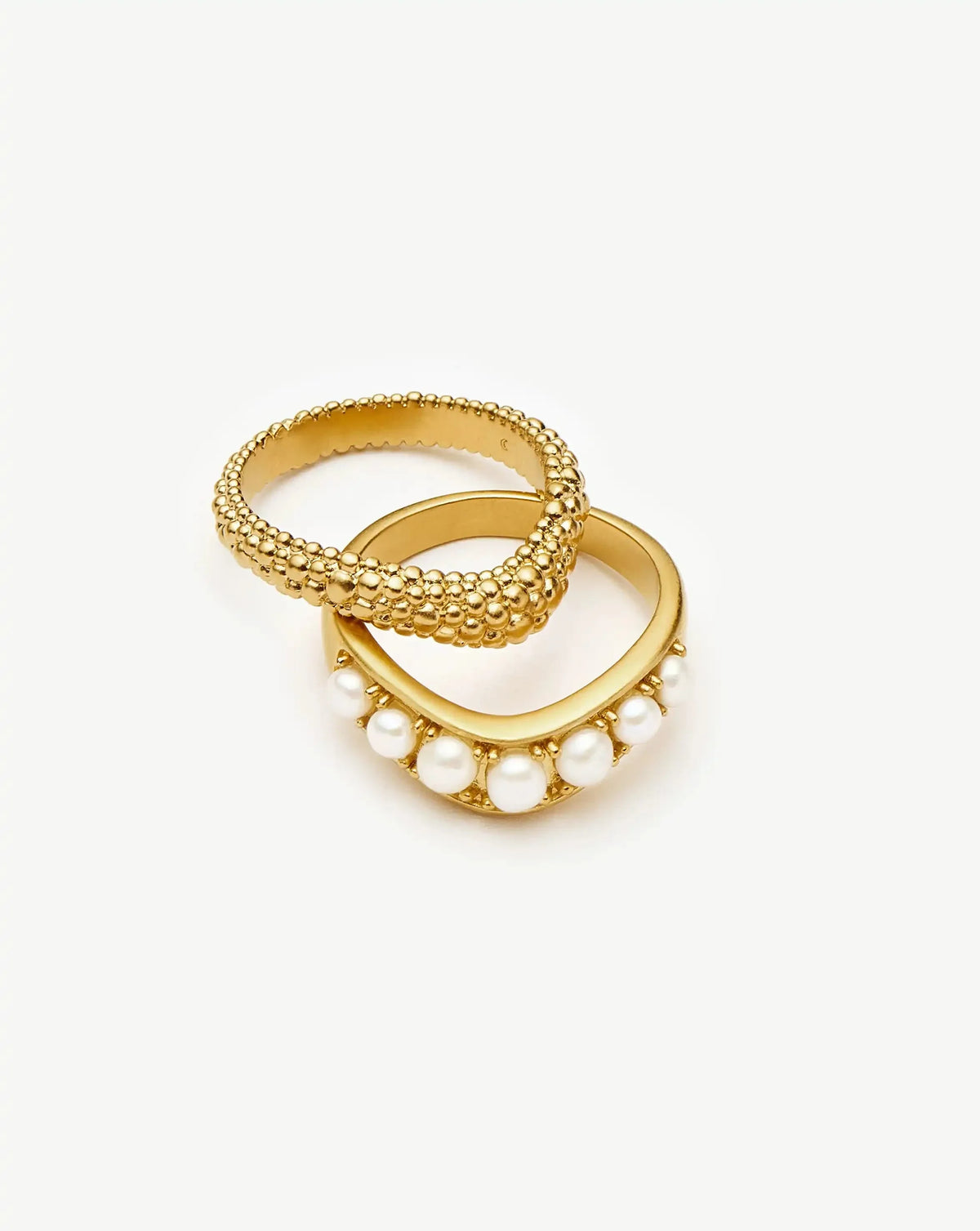 The Pearl-fect Stacking Ring Set | 18ct Gold Plated/Pearl