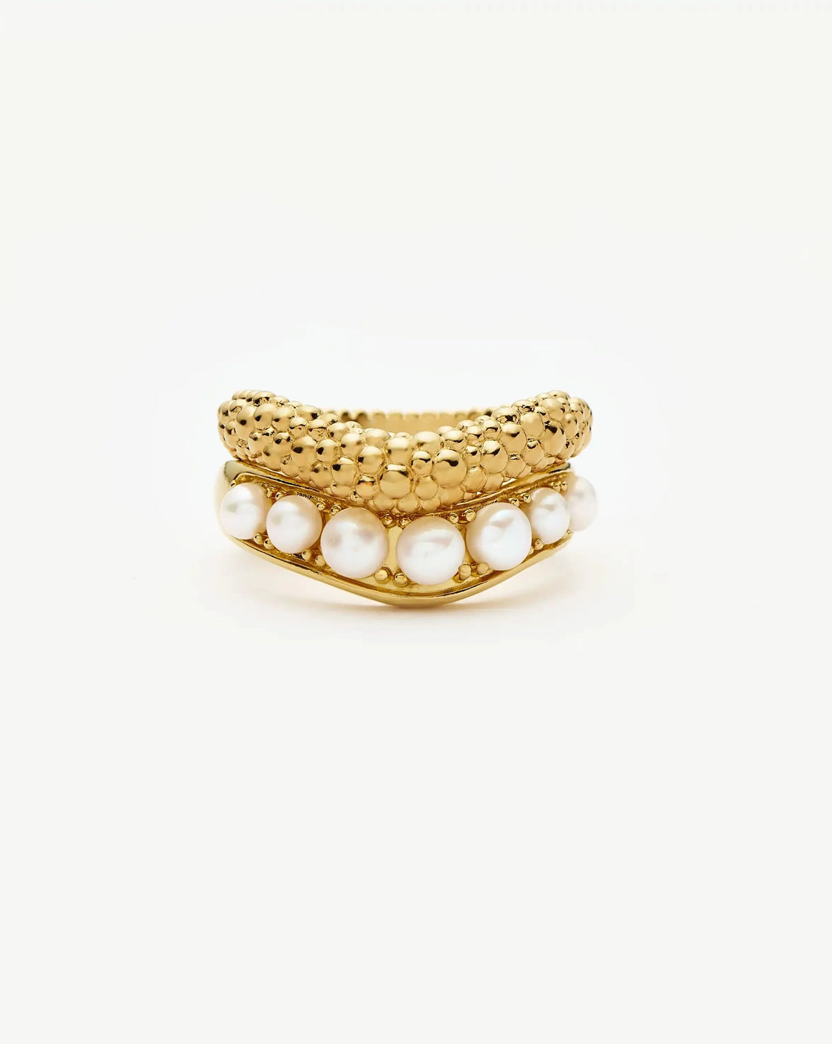 The Pearl-fect Stacking Ring Set | 18ct Gold Plated/Pearl
