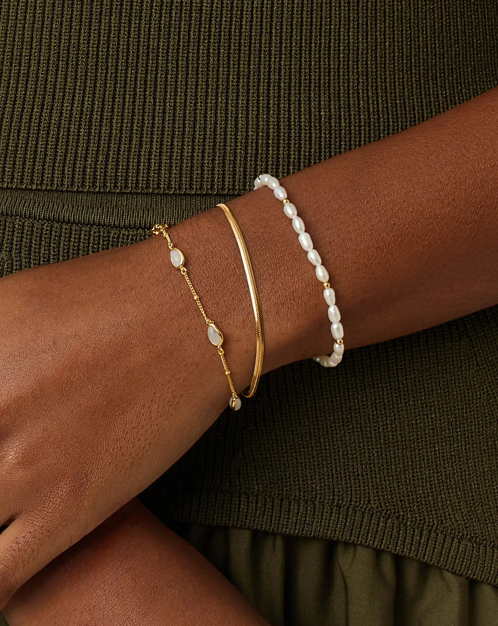 The Pearl-fect Trio Bracelet Set | 18ct Gold Plated/Pearl