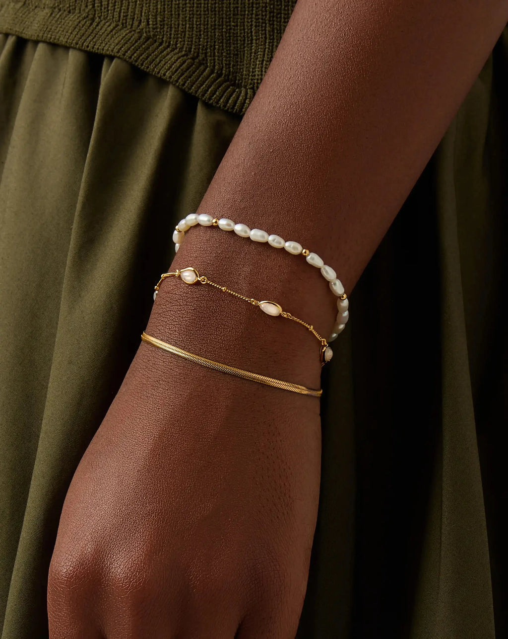 The Pearl-fect Trio Bracelet Set | 18ct Gold Plated/Pearl