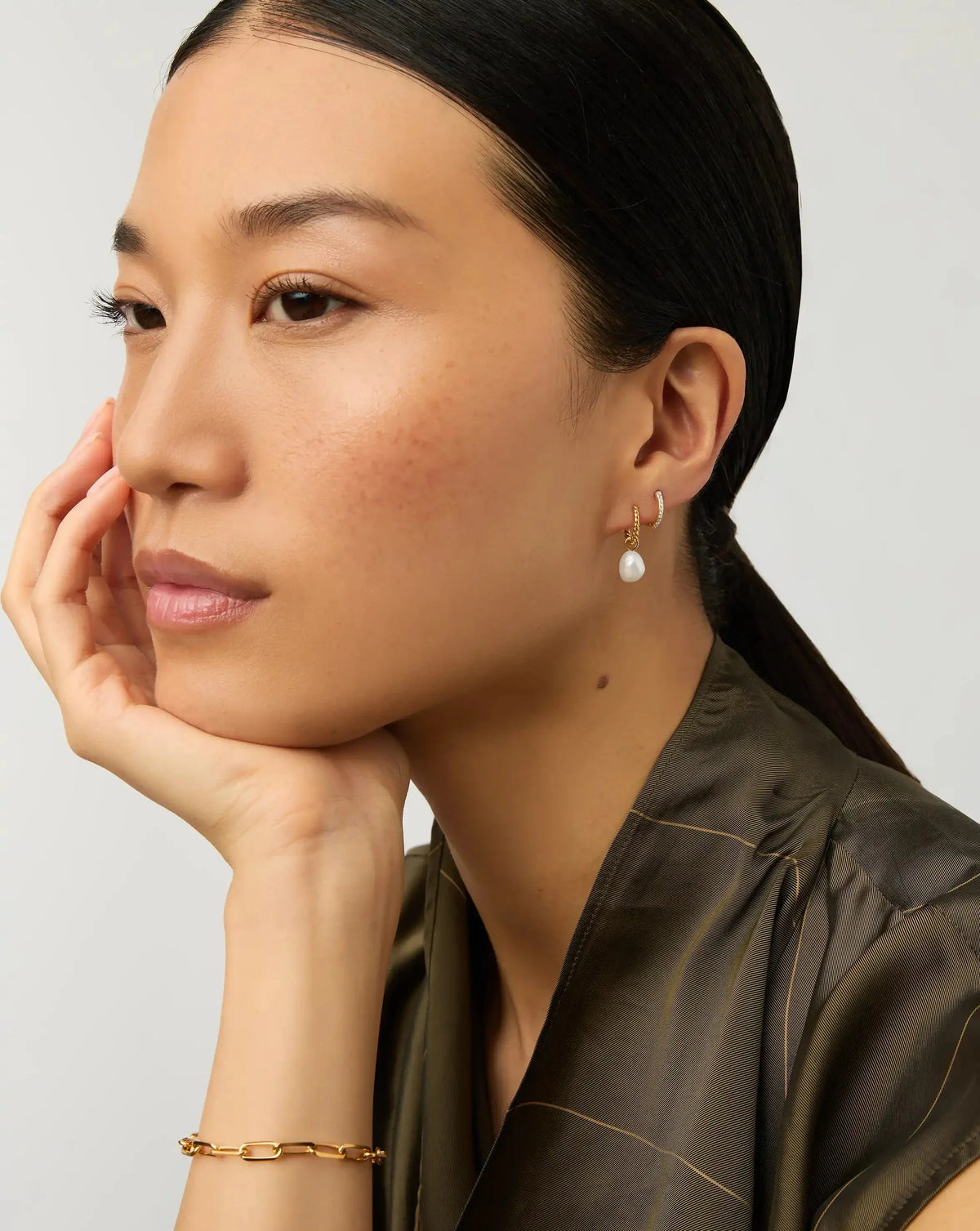 The Girl with the Pearl Earring Set | 18ct Gold Vermeil/Pearl/Cubic Zirconia
