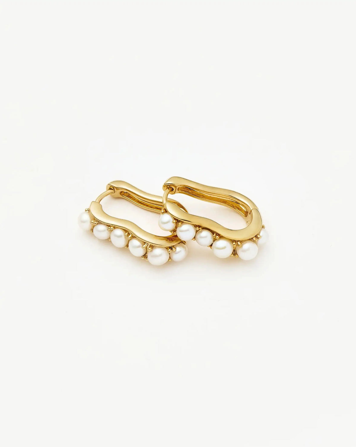 Pearl Wave Small Hoop Earrings | 18ct Gold Plated/Pearl