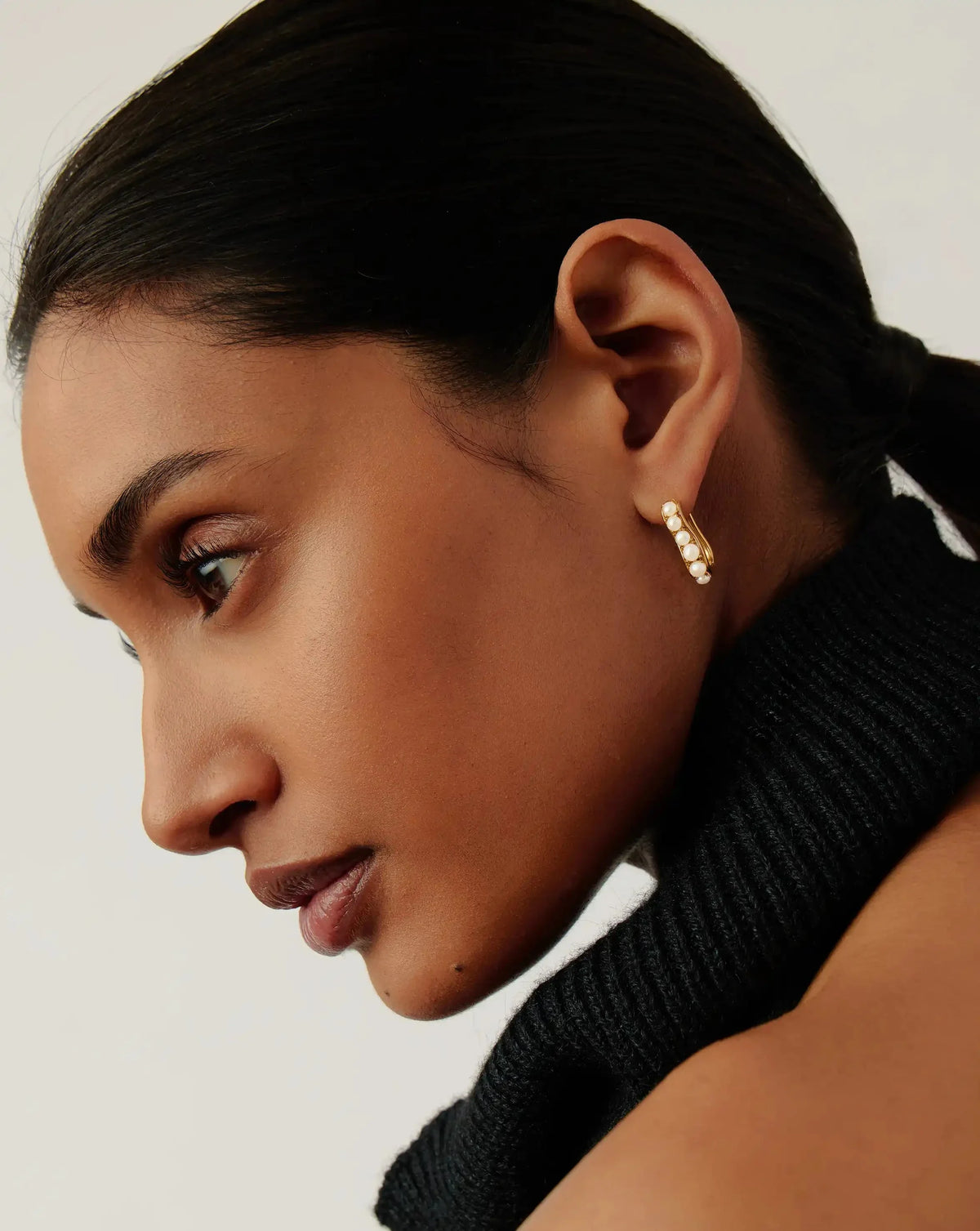 Pearl Wave Small Hoop Earrings | 18ct Gold Plated/Pearl