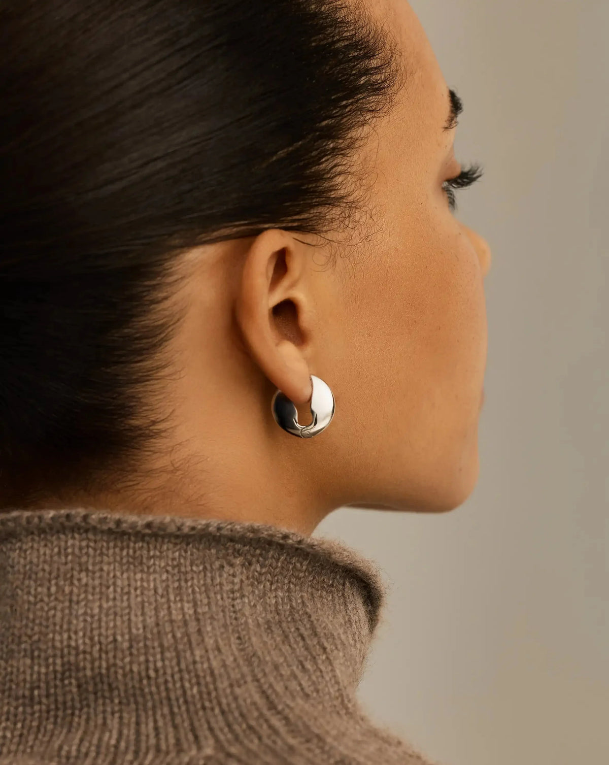 Pebble Hinged Hoop Earrings | Platinum Plated