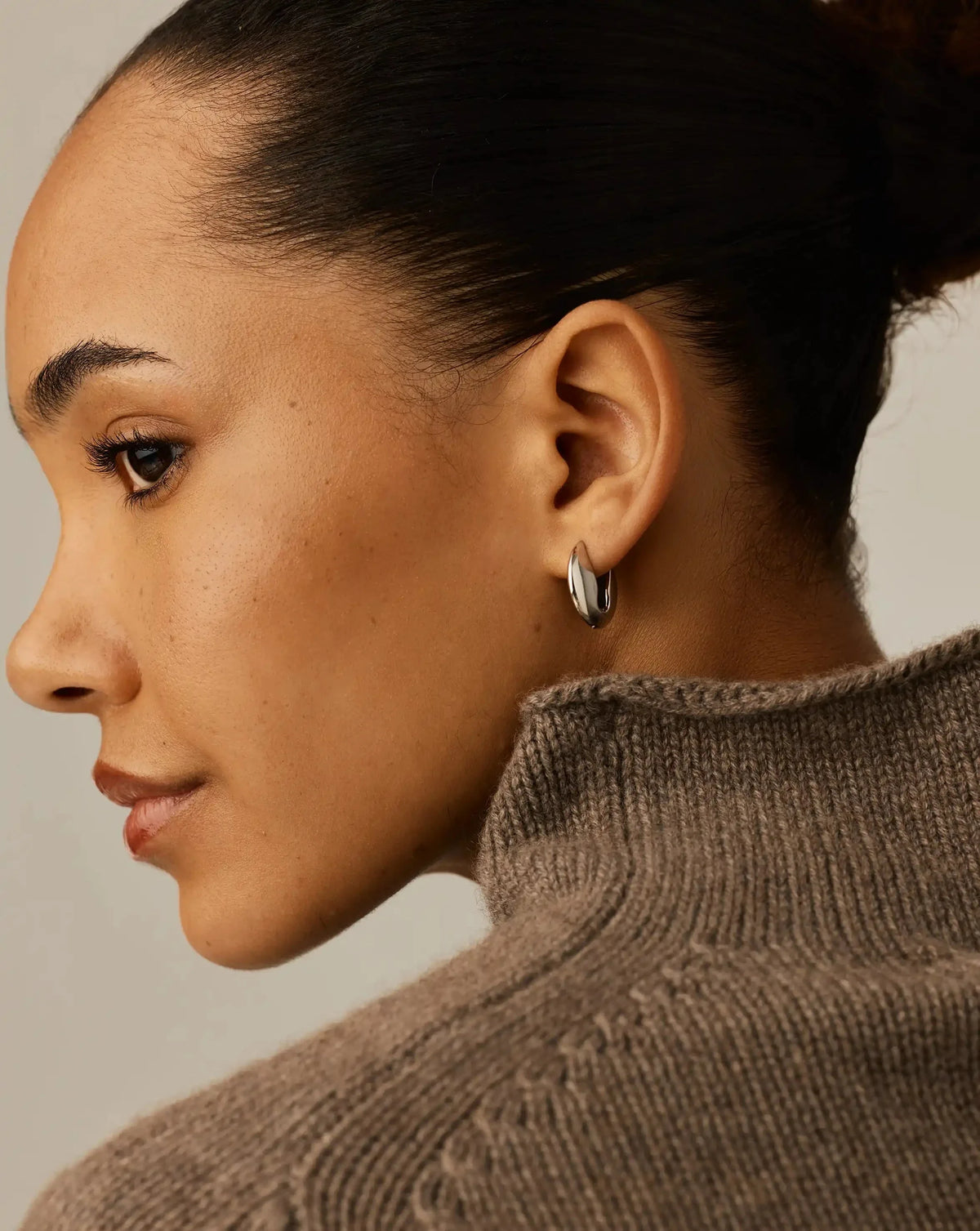 Pebble Hinged Hoop Earrings | Platinum Plated