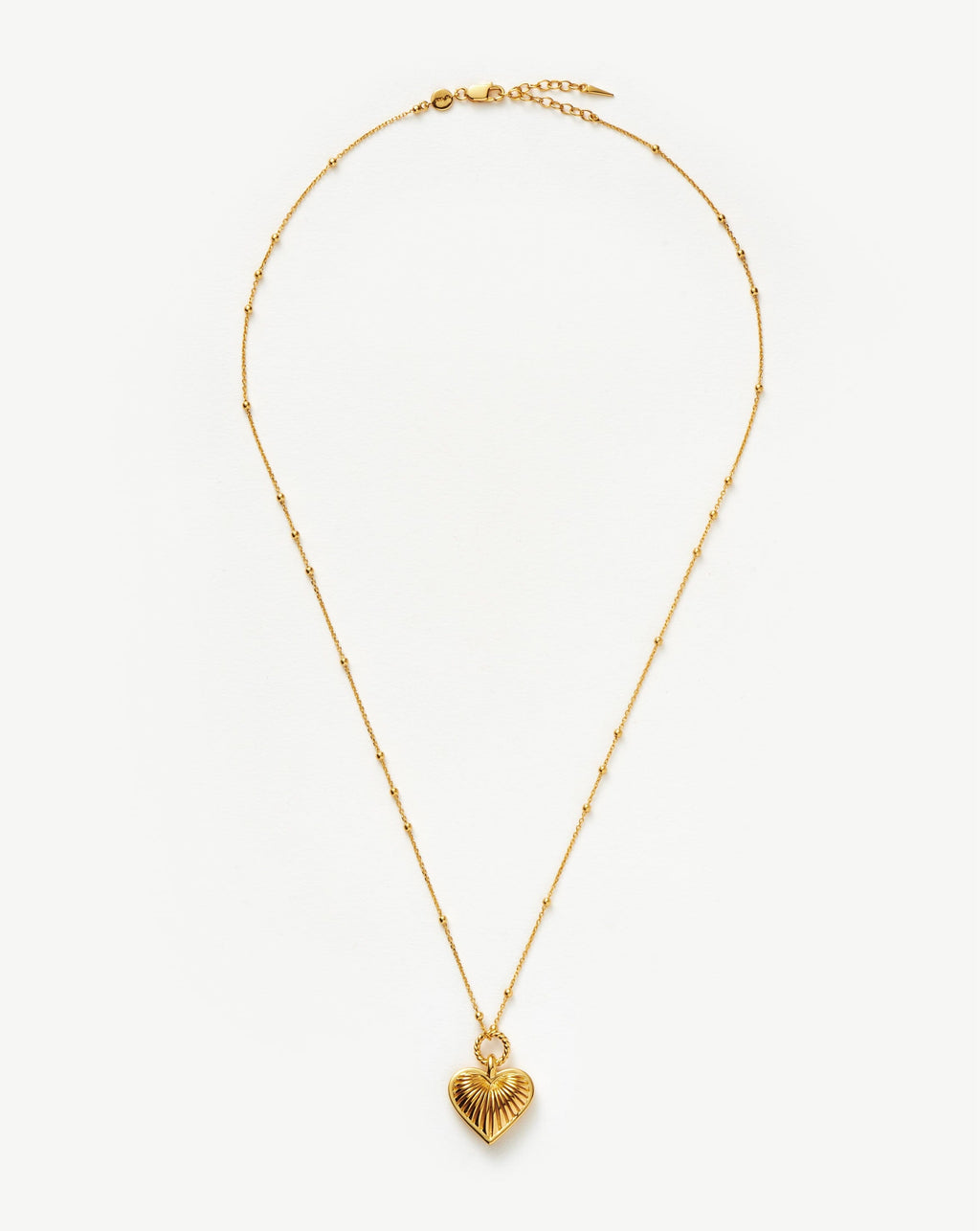 Ridge Heart Charm Pendant Necklace | 18ct Gold Plated