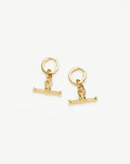 Ridge T-Bar Drop Huggies | 18ct Gold Plated