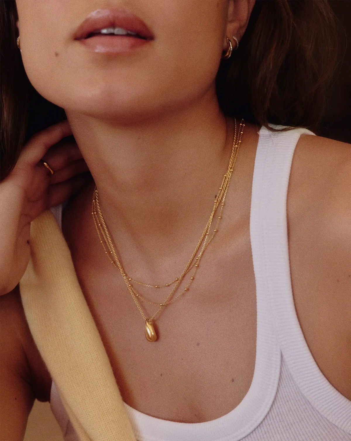 Savi Sculptural Droplet Pendant Necklace | 18ct Gold Vermeil
