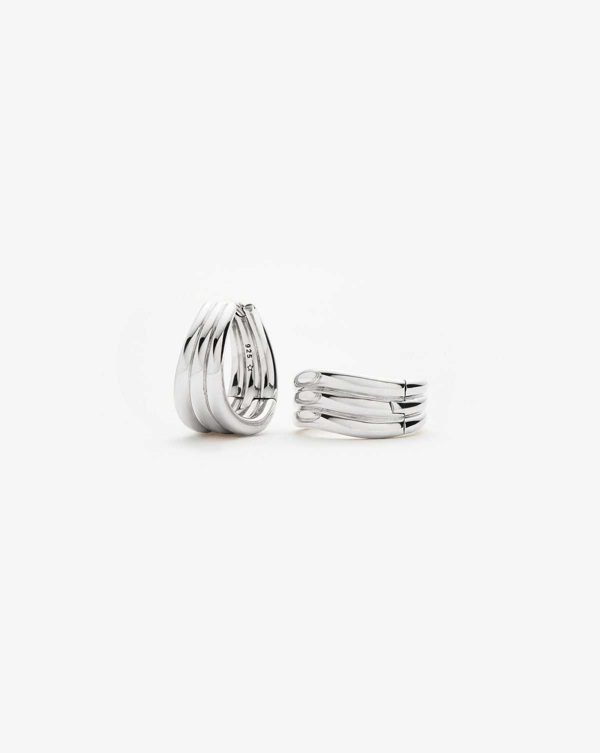 Savi Triple Ridge Hoop Earrings | Silver Plated