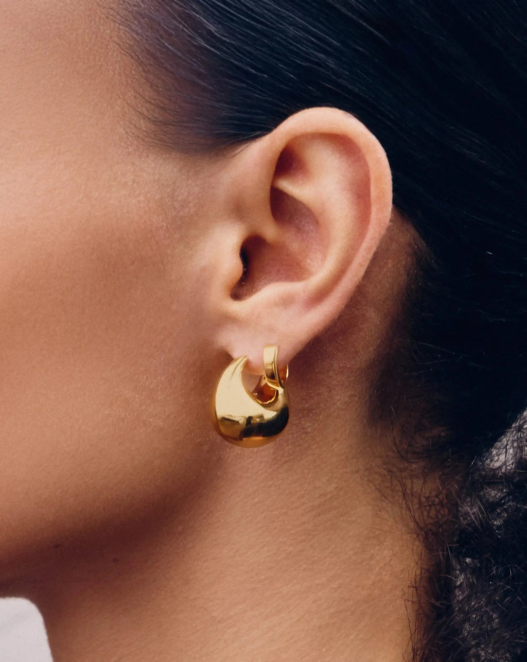 Sculptural Chubby Dome Small Hoop Earrings | 18ct Gold Plated