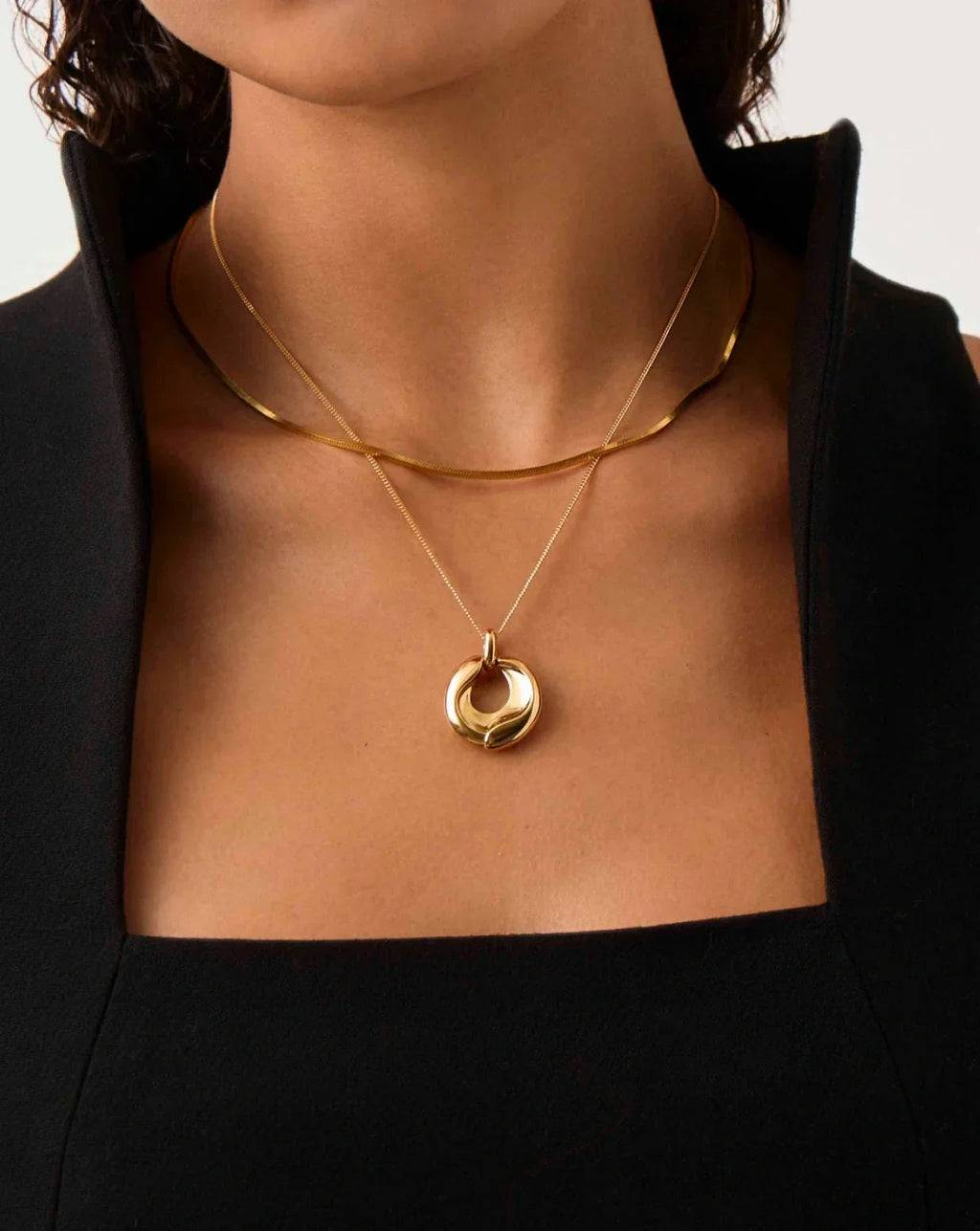 Sculptural Ridge Molten Pendant Necklace | 18ct Gold Plated