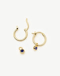 September Birthstone Mini Charm Hoop Earrings | 18ct Gold Plated/Lapis