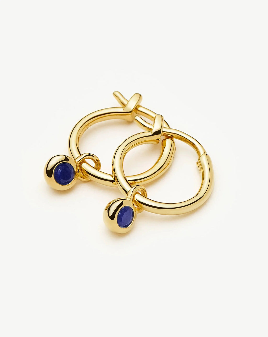 September Birthstone Mini Charm Hoop Earrings | 18ct Gold Plated/Lapis