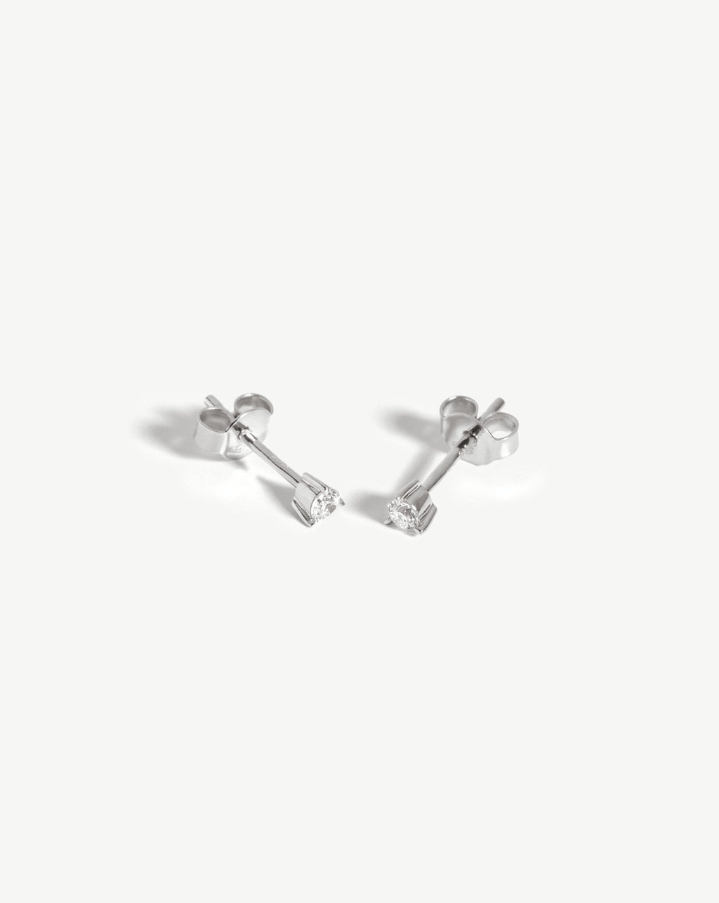 Solid Gold Small Solitaire Diamond Stud Earrings