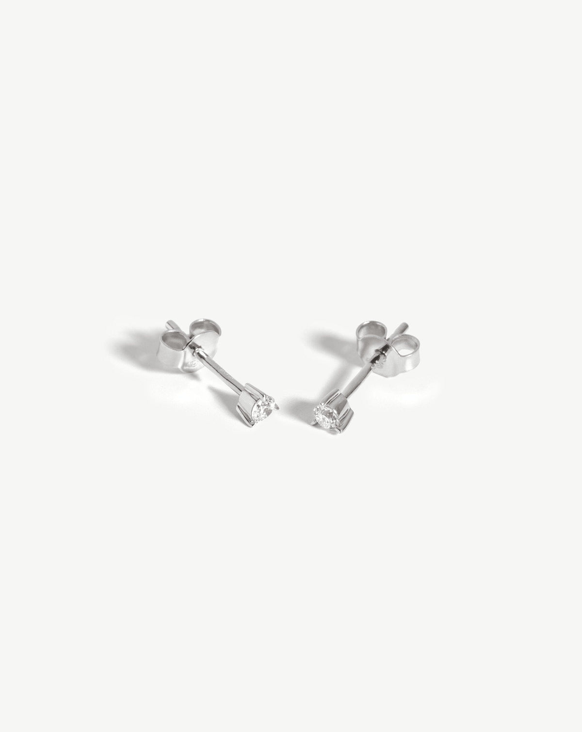Solid Gold Small Solitaire Diamond Stud Earrings