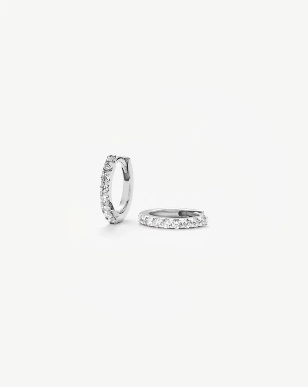 Solid Gold Classic Diamond Huggies | 9ct Solid White Gold/Diamond