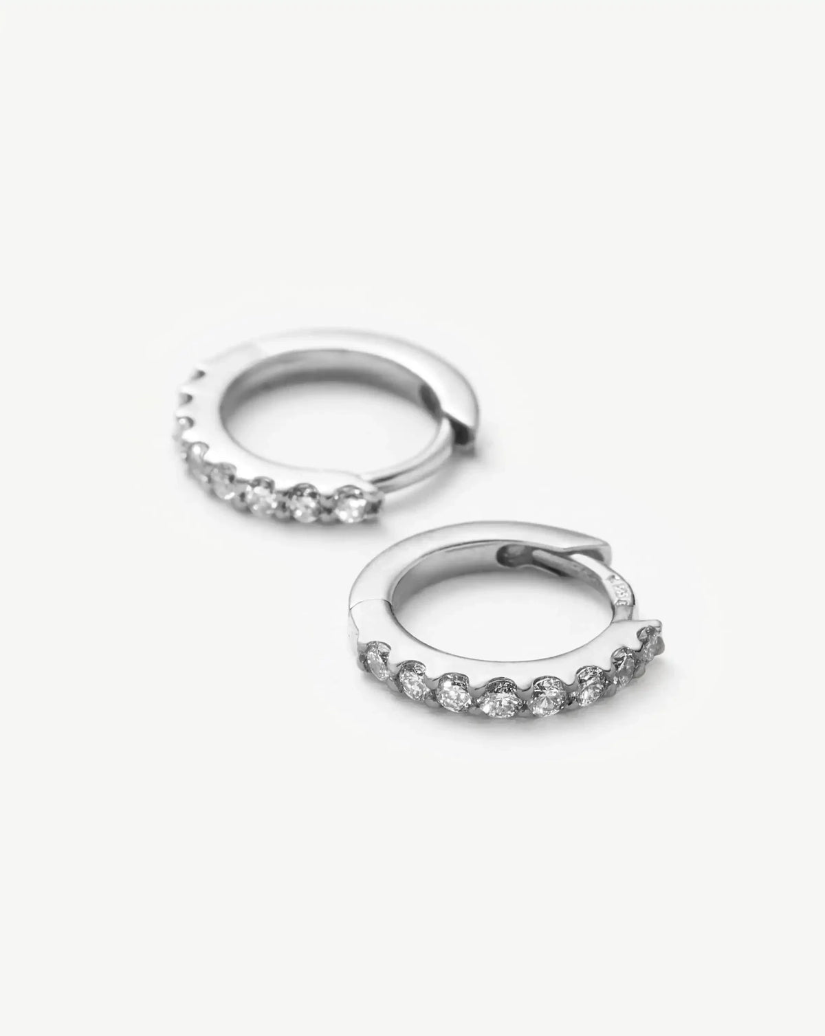 Solid Gold Classic Diamond Huggies | 9ct Solid White Gold/Diamond