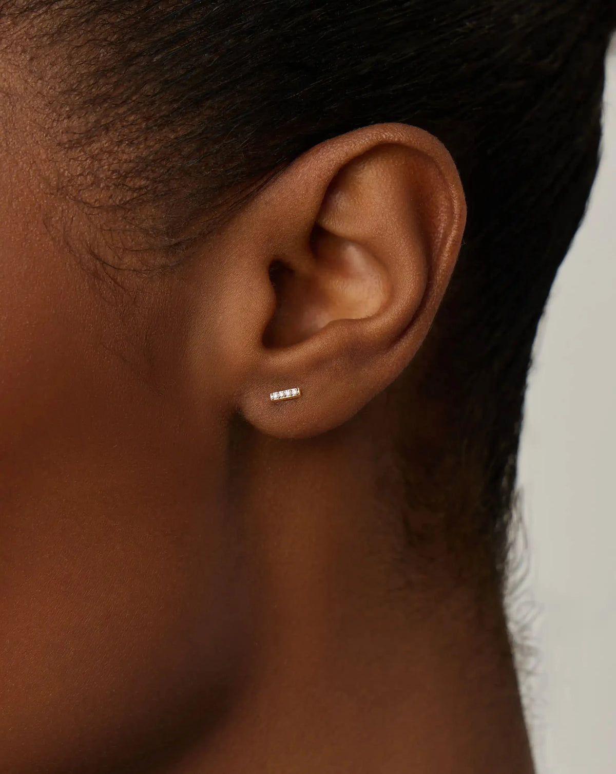 Solid Gold Diamond Bar Flat Back Stud Earring | 9ct Solid Yellow Gold/Diamond