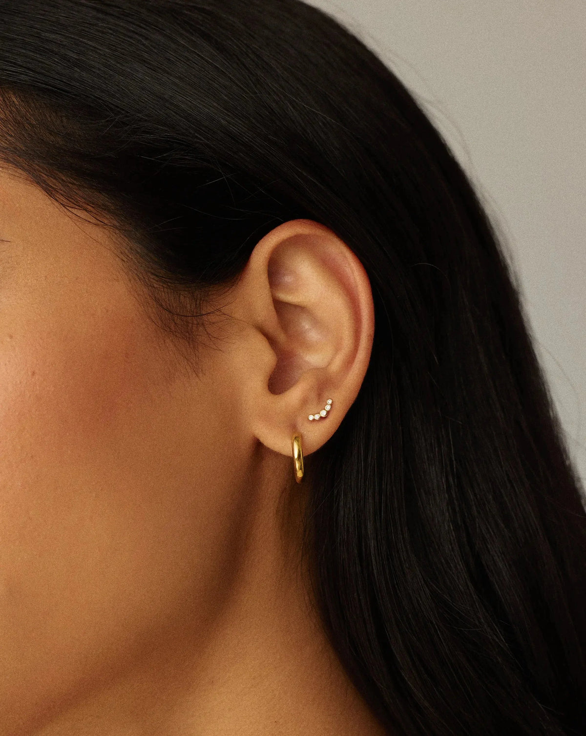 Solid Gold Diamond Ear Climber Flat Back Stud Earring | 9ct Solid Gold