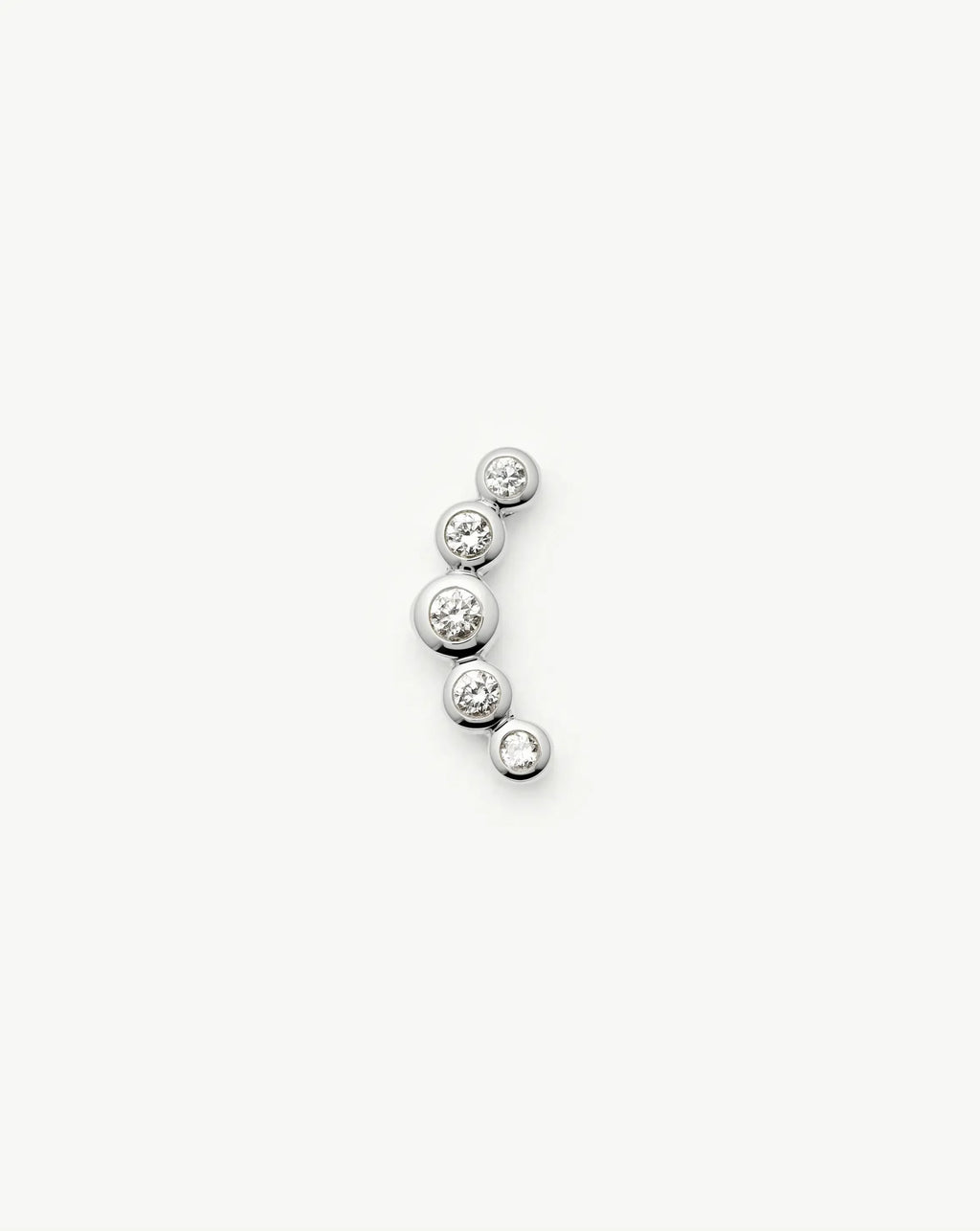 Solid Gold Diamond Ear Climber Flat Back Stud Earring | 9ct Solid White Gold