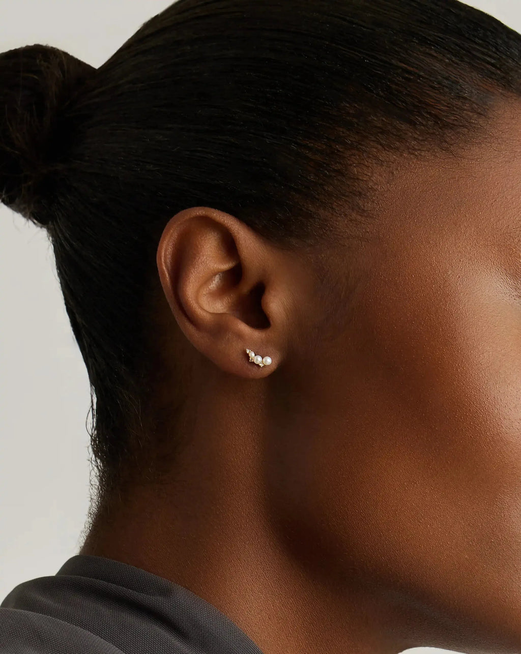 Solid Gold Diamond & Pearl Mini Climber Stud Earrings | 14ct Solid Gold/Pearl