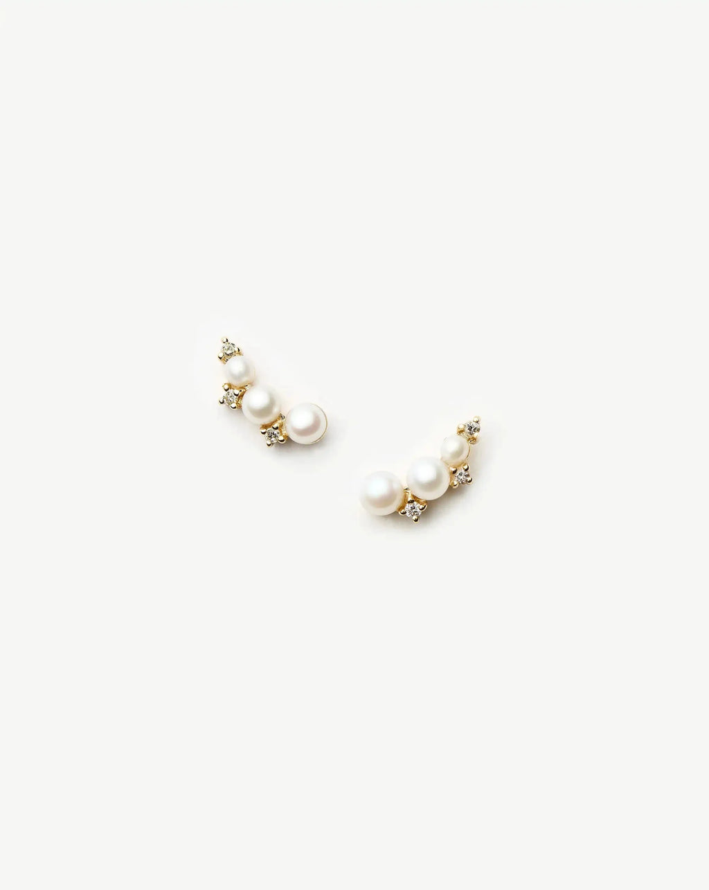 Solid Gold Diamond & Pearl Mini Climber Stud Earrings | 14ct Solid Gold/Pearl