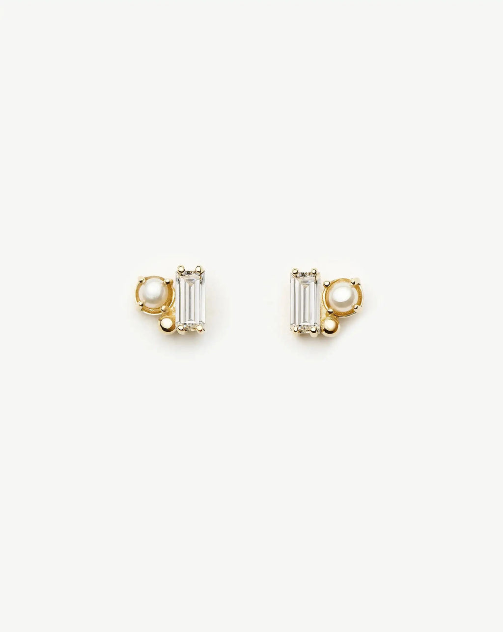 Solid Gold Diamond Pearl Stud Earrings | 14ct Solid Gold/Pearl