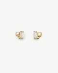 Solid Gold Diamond Pearl Stud Earrings | 14ct Solid Gold/Pearl