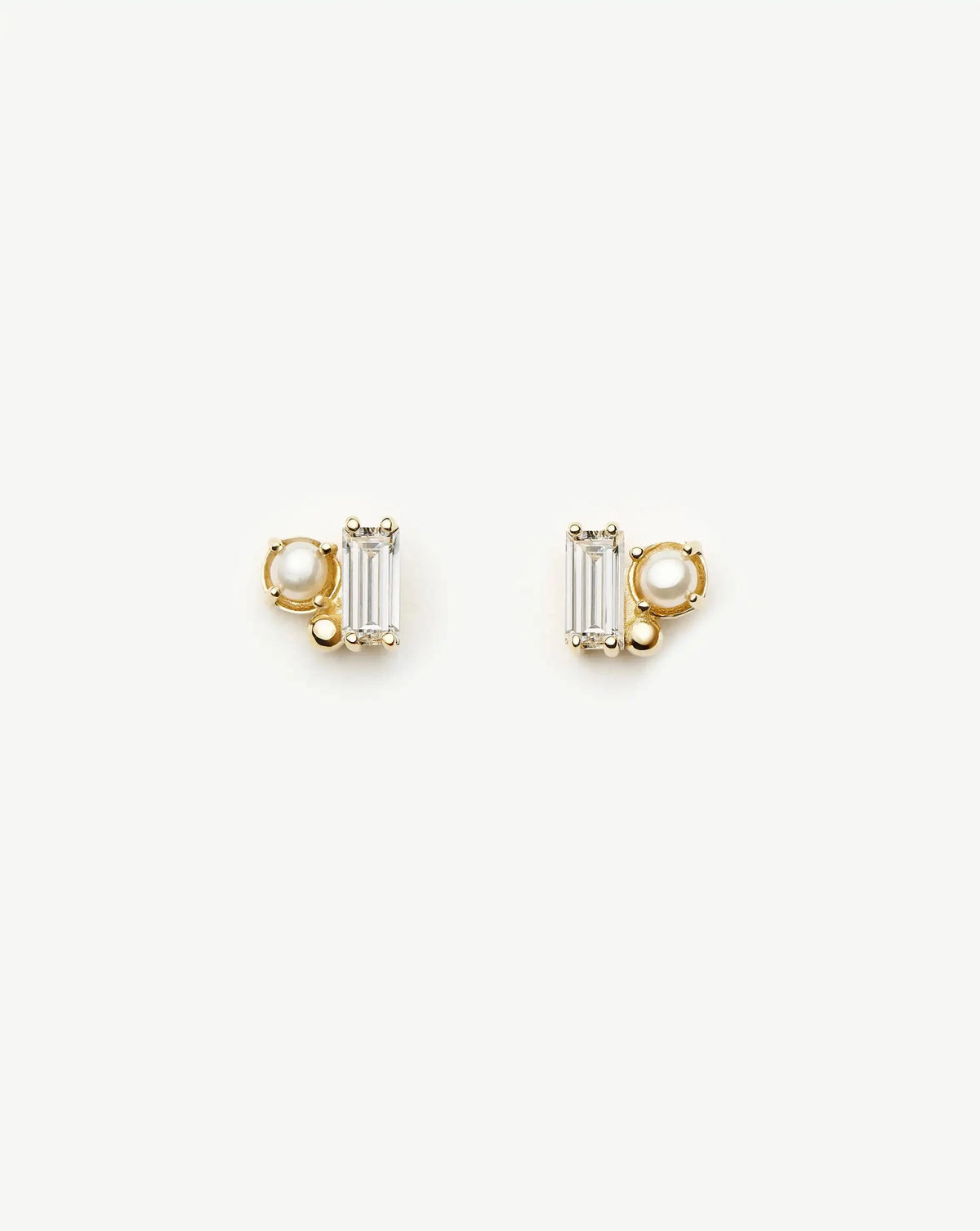 Solid Gold Diamond Pearl Stud Earrings | 14ct Solid Gold/Pearl