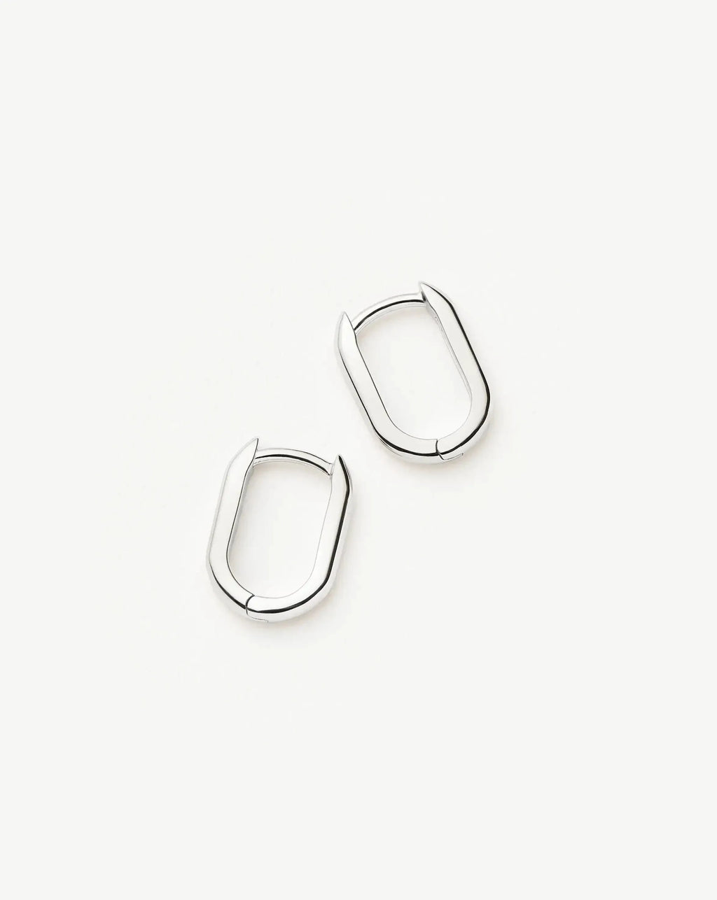 Solid Gold Ovate Mini Hoop Earrings | 9ct Solid White Gold