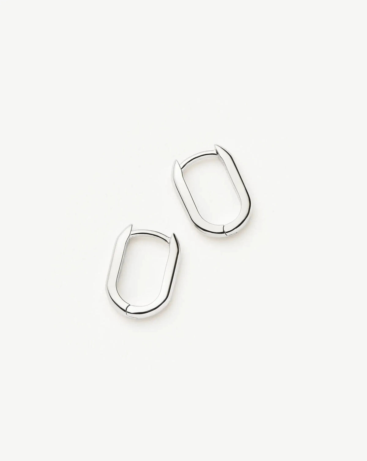 Solid Gold Ovate Mini Hoop Earrings | 9ct Solid White Gold