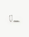 Solid Gold Ovate Mini Hoop Earrings | 9ct Solid White Gold