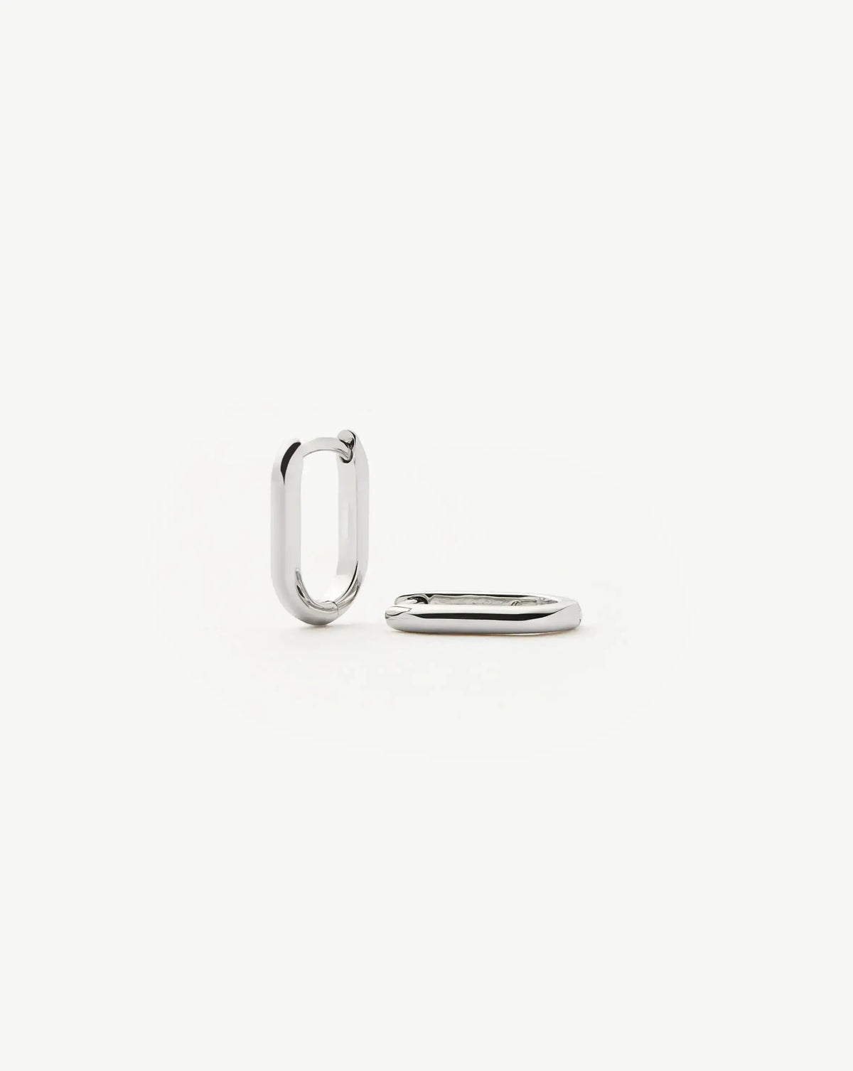 Solid Gold Ovate Mini Hoop Earrings | 9ct Solid White Gold