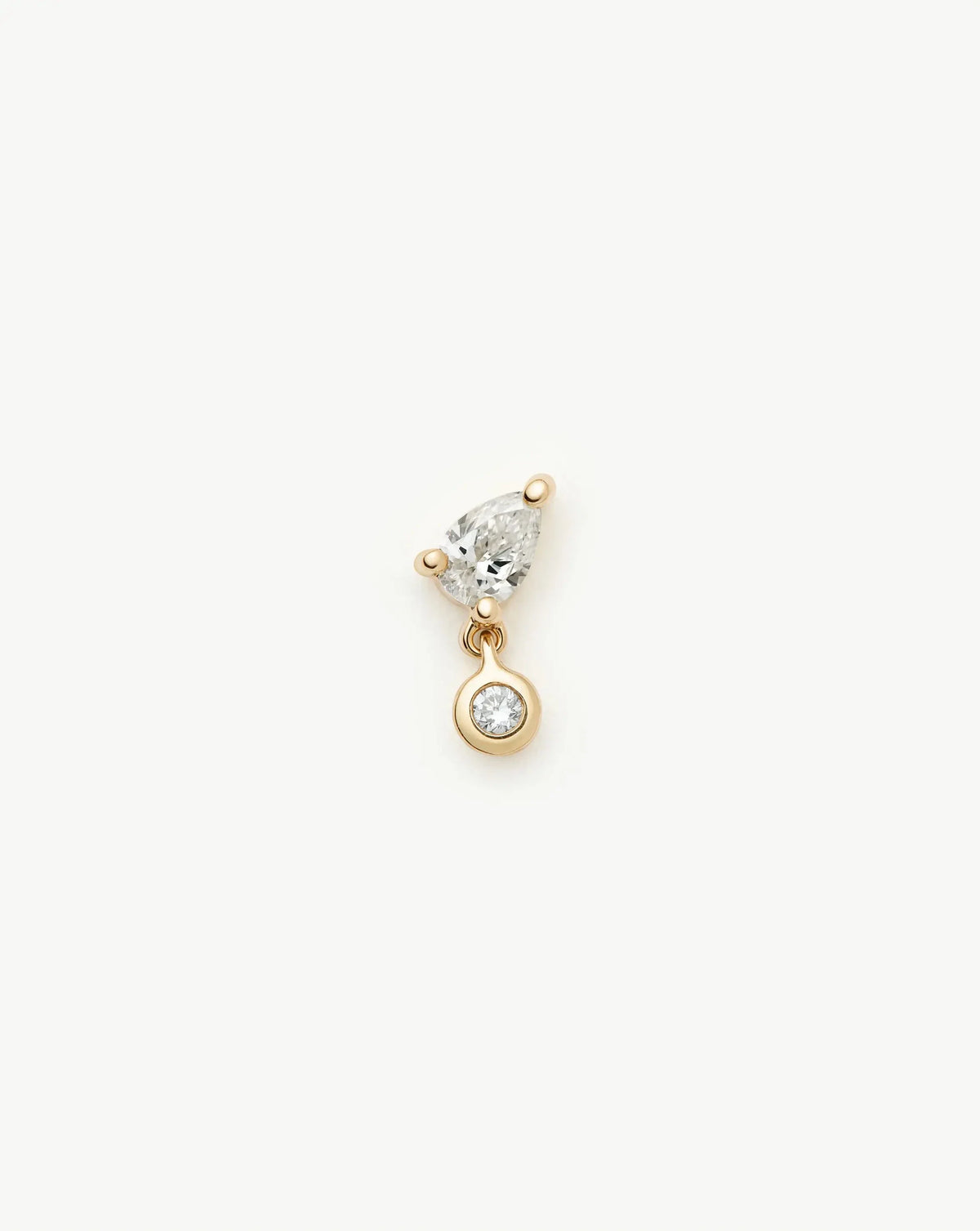 Solid Gold Pear Diamond Charm Flat Back Stud Earring | 9ct Solid Gold