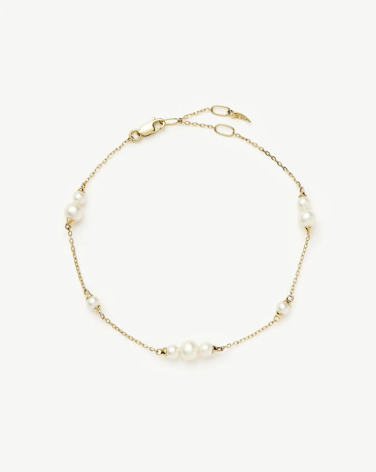 Solid Gold Pearl Chain Bracelet | 14ct Solid Gold/Pearl
