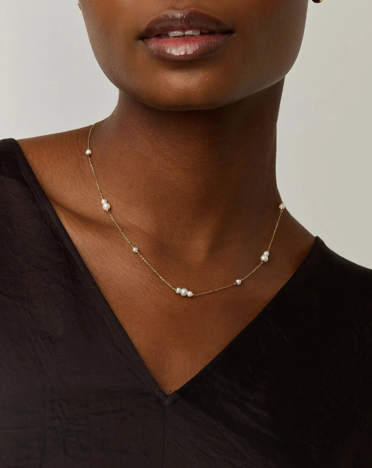 Solid Gold Pearl Chain Necklace | 14ct Solid Gold/Pearl