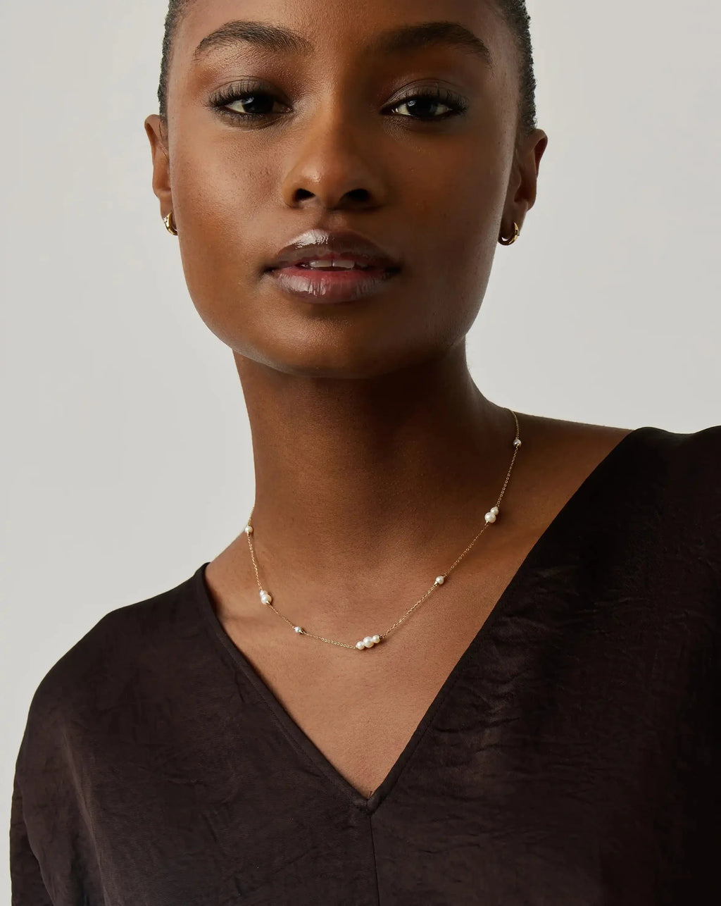 Solid Gold Pearl Chain Necklace | 14ct Solid Gold/Pearl