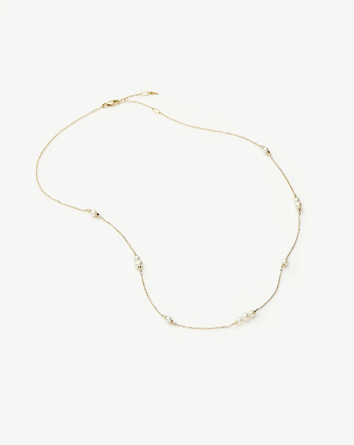 Solid Gold Pearl Chain Necklace | 14ct Solid Gold/Pearl