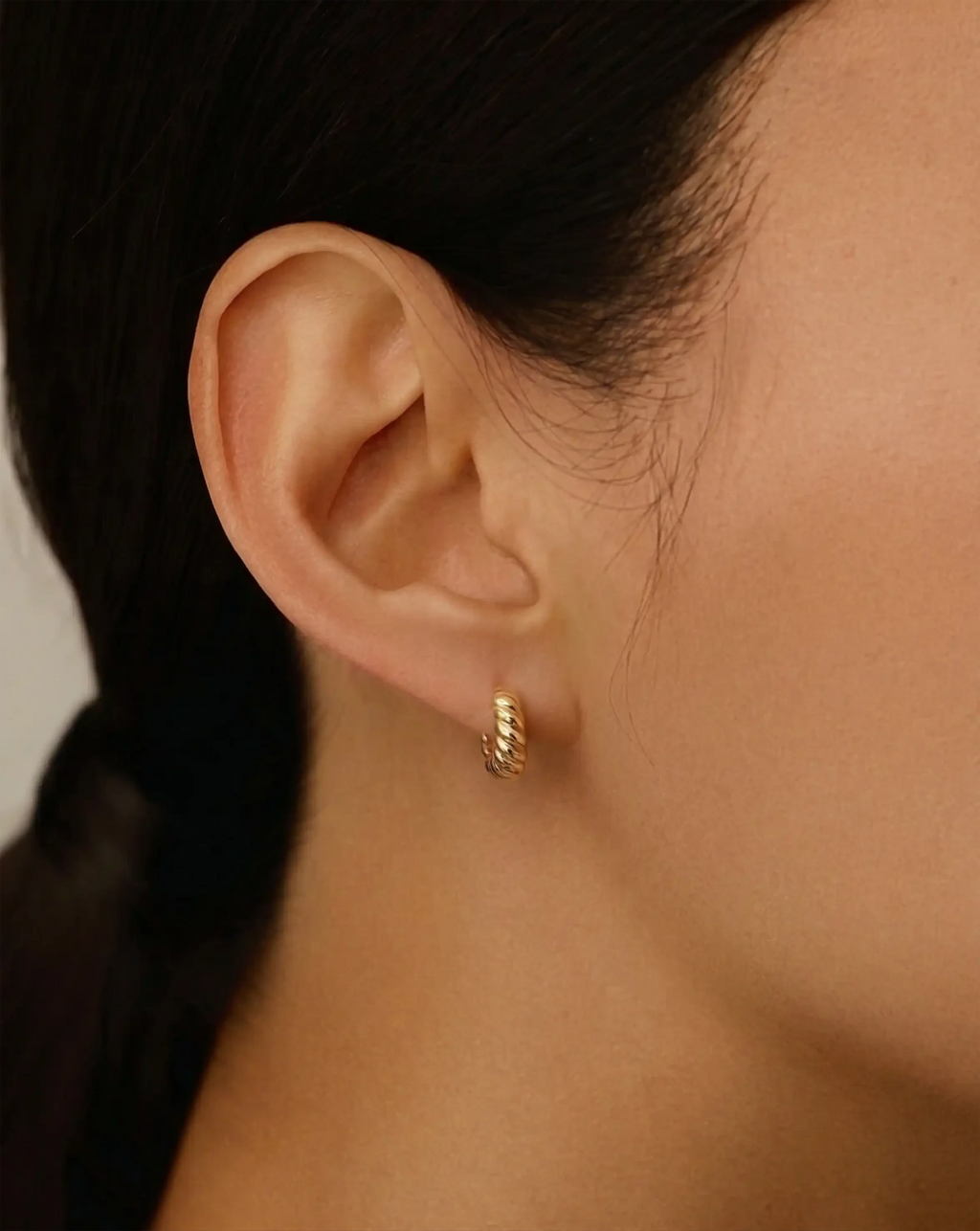 Solid Gold Twisted Huggies | 9ct Solid Yellow Gold