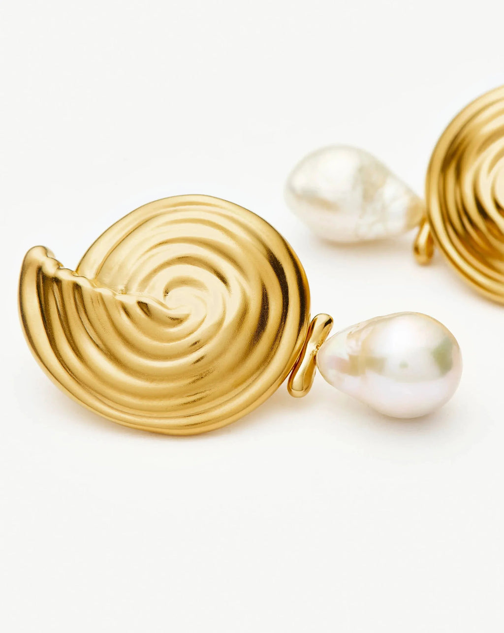 Spiral Detachable Pearl Drop Earrings | 18ct Gold Plated