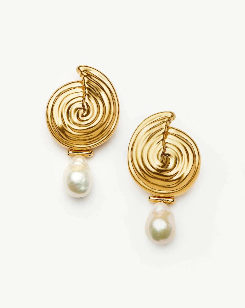 Spiral Detachable Pearl Drop Earrings | 18ct Gold Plated