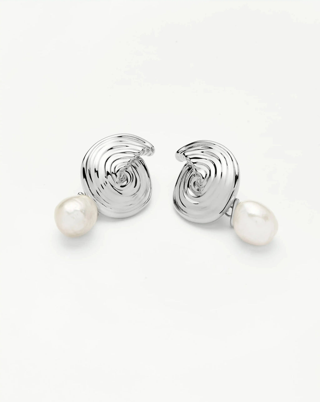 Spiral Detachable Pearl Drop Earrings | Silver Plated