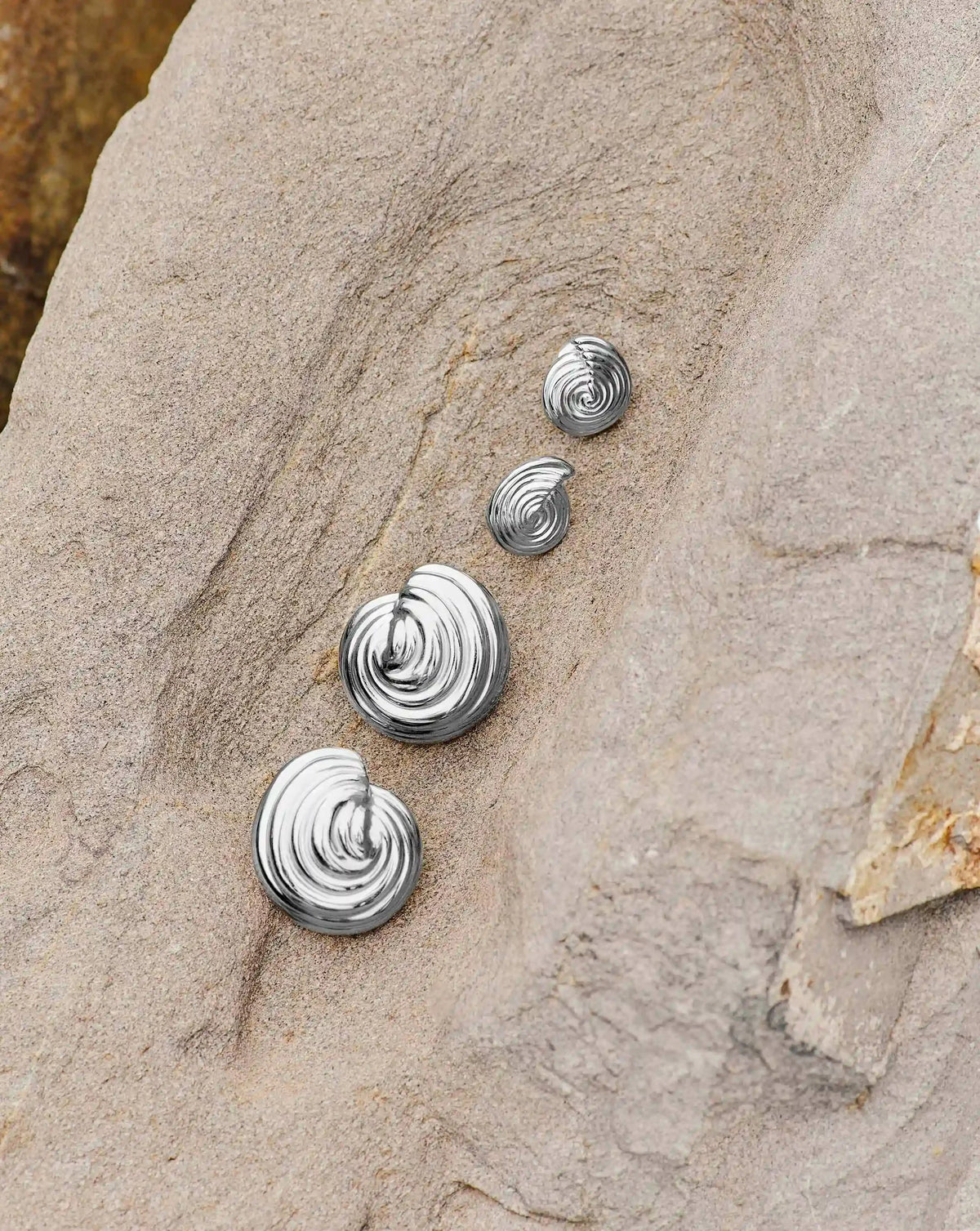 Spiral Small Stud Earrings | Silver Plated