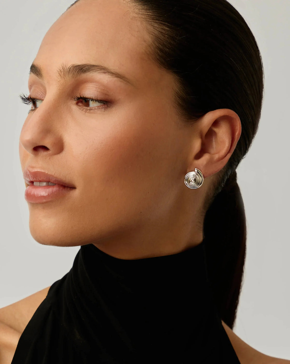 Spiral Small Stud Earrings | Silver Plated