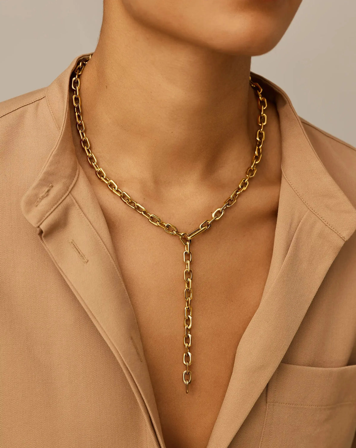 Square Paperclip Chain Necklace | 18ct Gold Plated