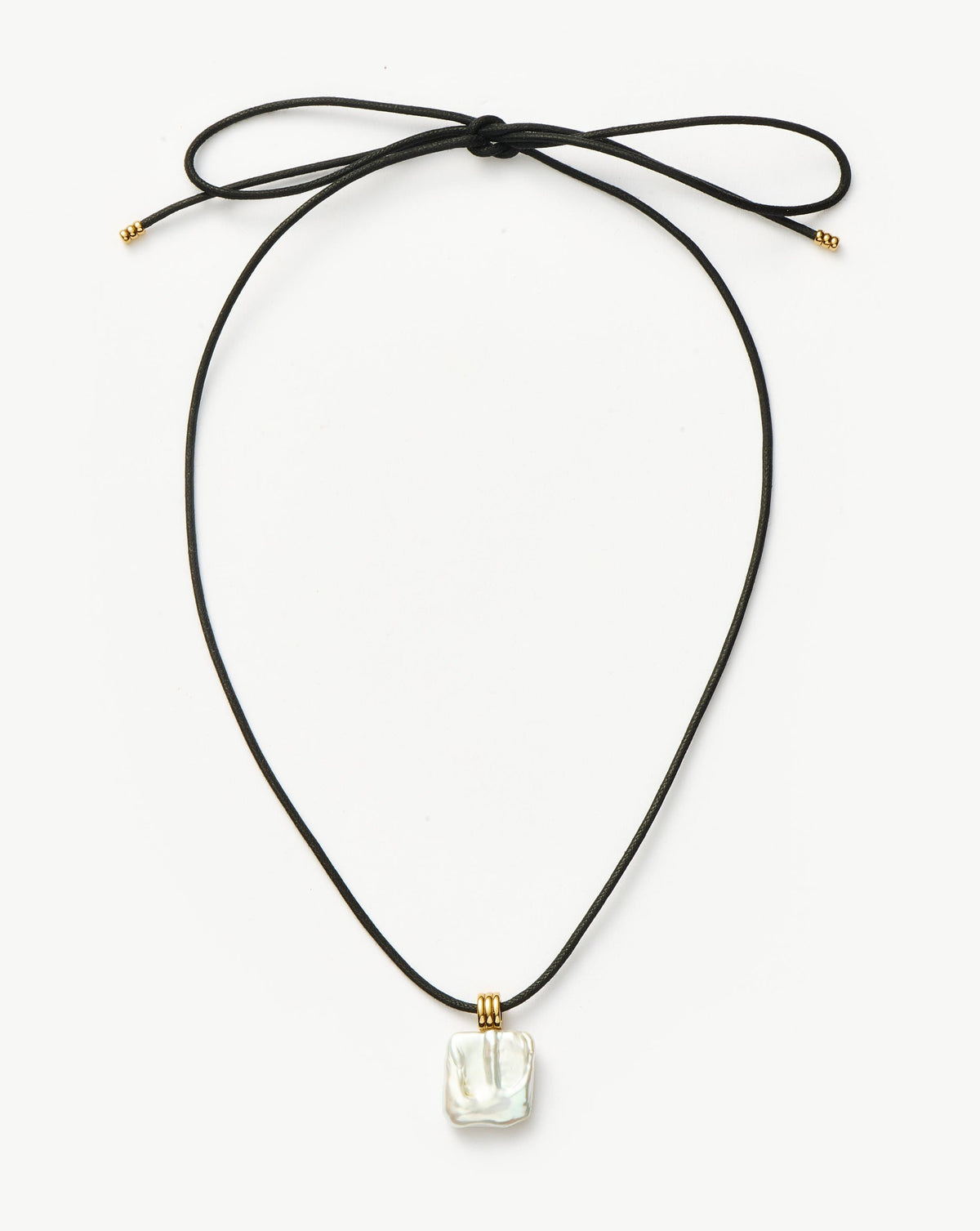 Square Pearl Pendant Cord Necklace | 18ct Gold Vermeil/Pearl