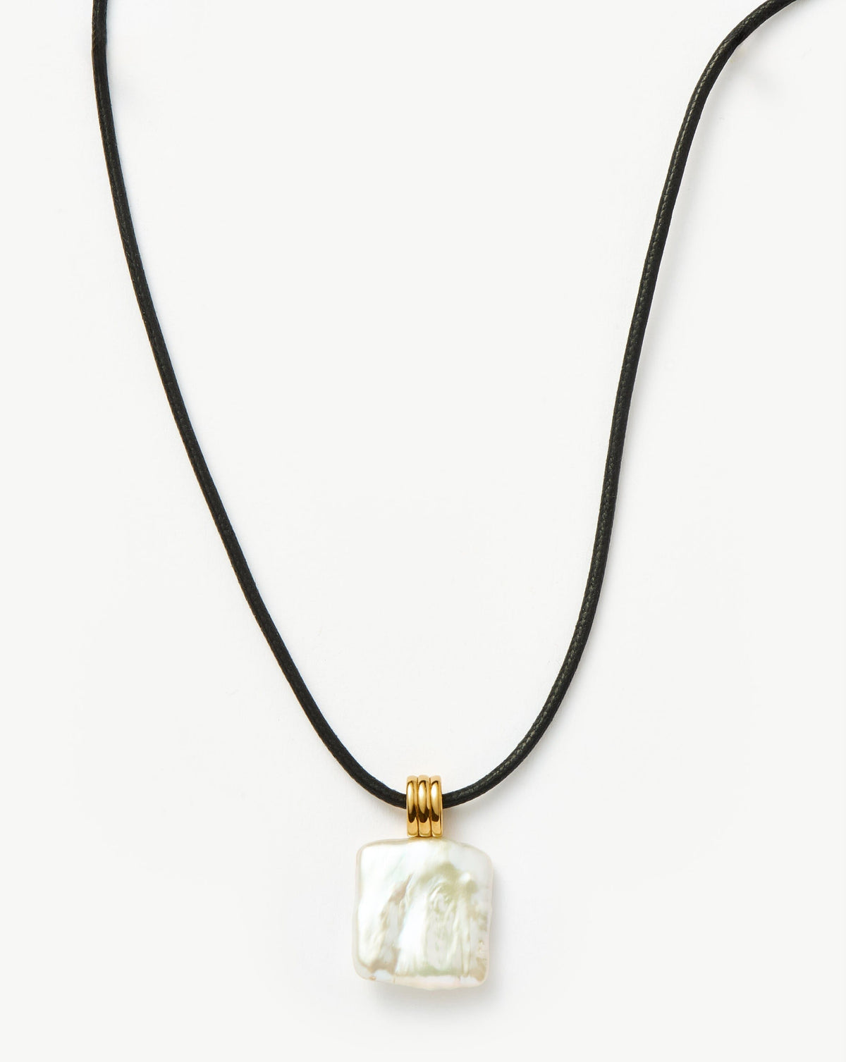 Square Pearl Pendant Cord Necklace | 18ct Gold Vermeil/Pearl